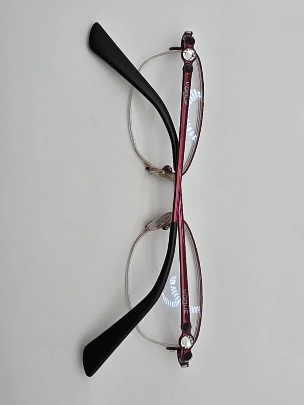 Vogue VO3955-BI Plum Purple Rhinestone Semi Rimless Cat Eye Eyeglasses Frame